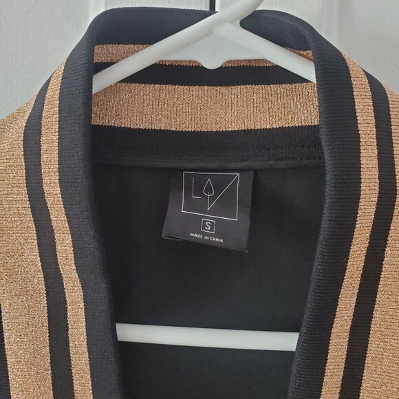 Women's Small Black And Rose Gold Sporty Sheer Varsity Jacket By Lime - Picture 8 of 9